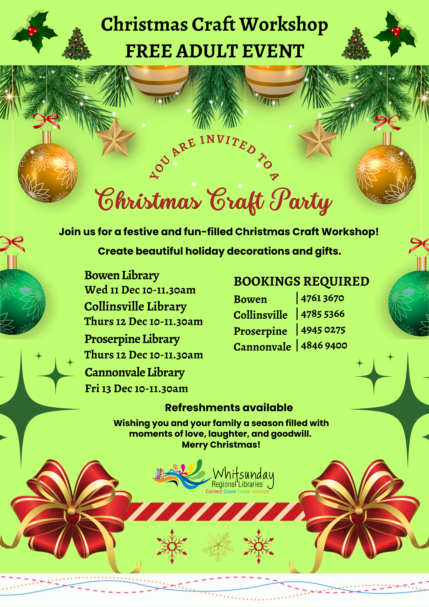 Christmas craft workshop flyer