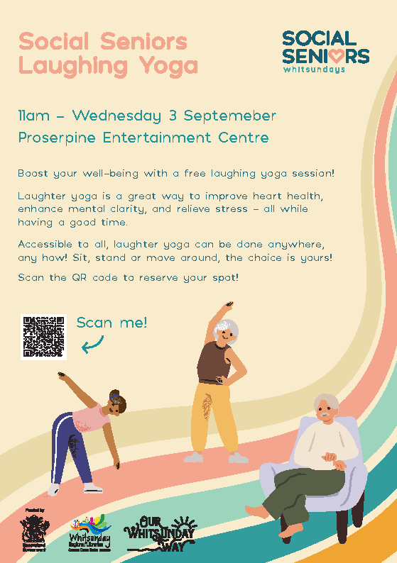 Social seniors laughing yoga